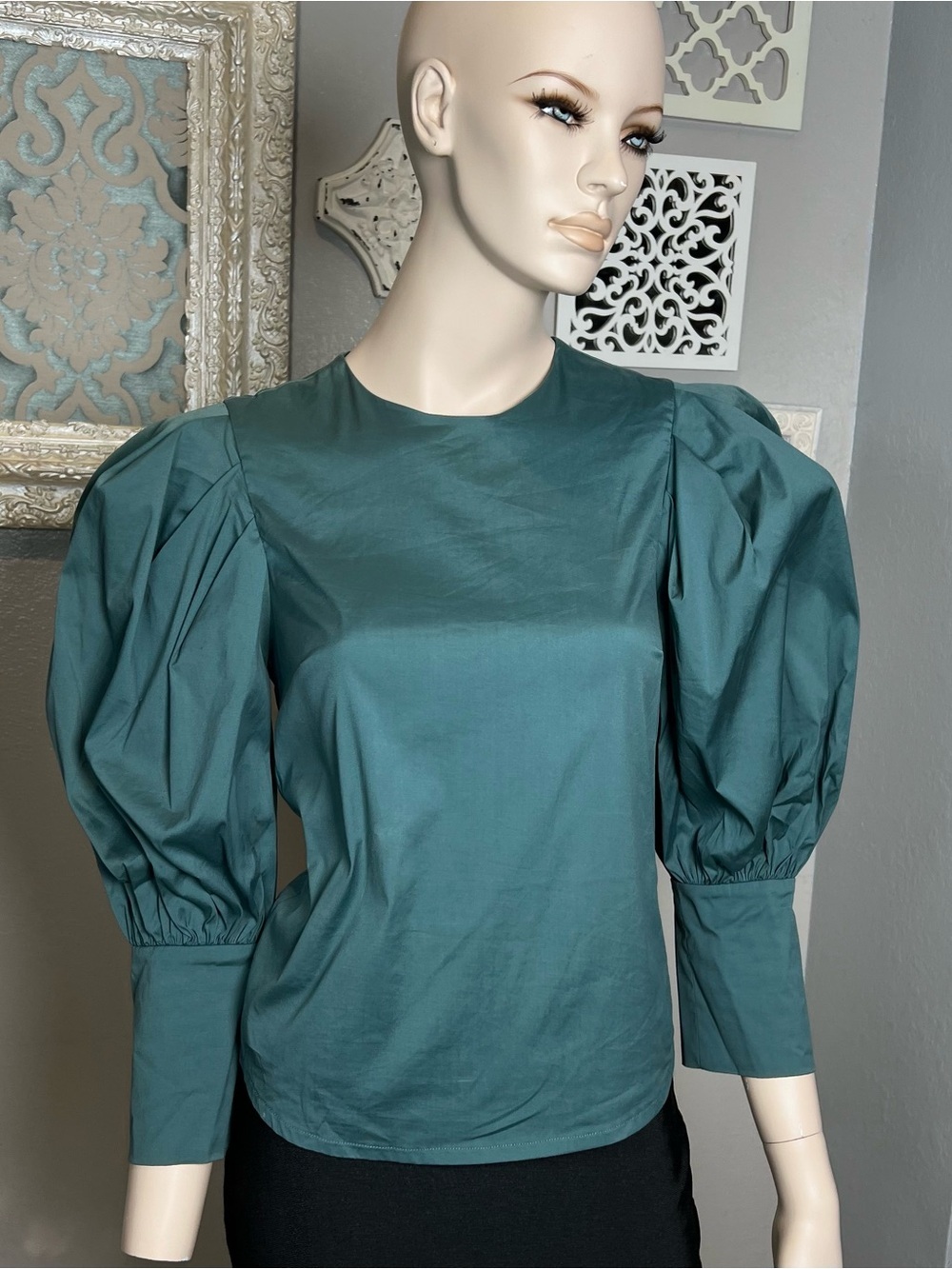 Zara Teal Puff-Sleeve Women's Top